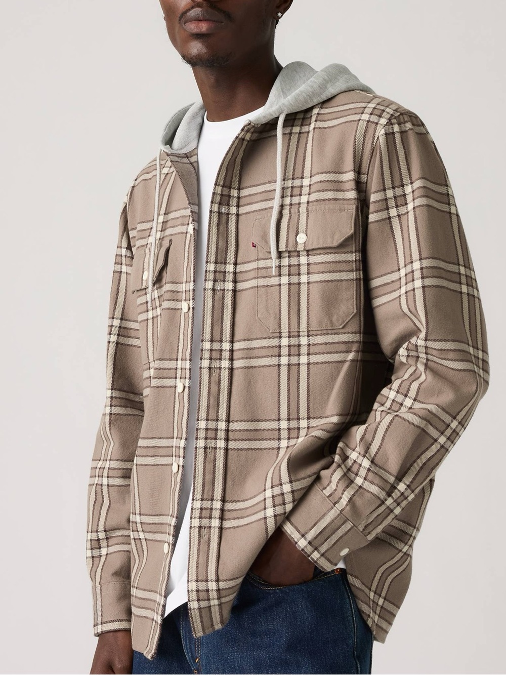 Men’s LEVIS plaid hooded classic workers shirt SIZE L